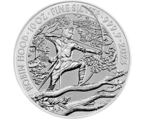 10 lire, Robin Hood, , greutate, argint de 999,9/1000, 311 g, Marea Britanie, 2023