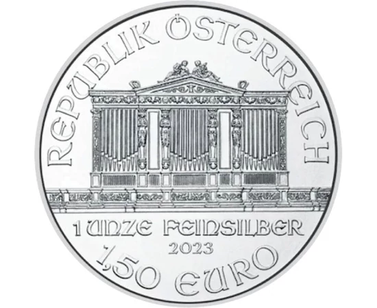 Filarmonicii din Viena, 1,5 euro, argint, Austria, 2023-2024