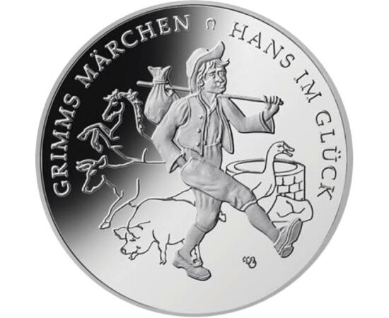 20 euro, Hans cel norocos, animale, argint de 925/1000, 18 g, Germania, 2023