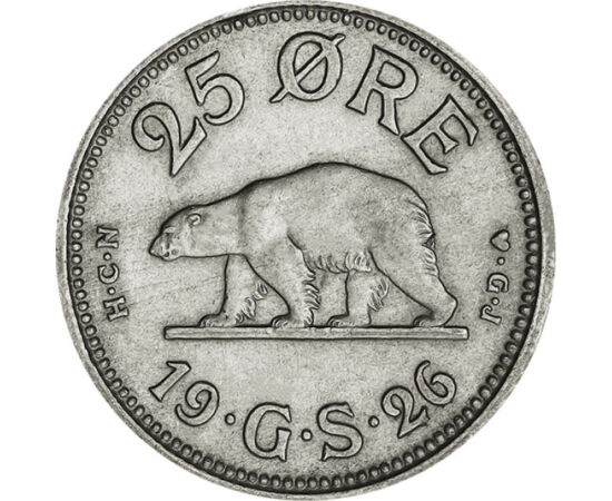 25 öre, Ursul polar, , , cupru, nichel, 7 g, Groenlanda, 1926