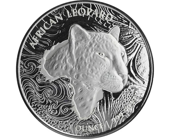 5 cedi, Leopardul, Africa, argint de 999/1000, 31,1 g, Ghana, 2019