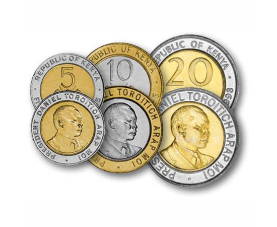 10, 50 cenţi, 1, 5, 10, 20 şilingi, ,  , 0, Kenya, 1994-1998