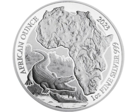 50 franci, Africa, crocodilul de Nil, , argint de 999/1000, 31,1 g, Ruanda, 2023