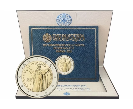 2 euro Harta UE  cupru nichel 85 g Vatican 2022