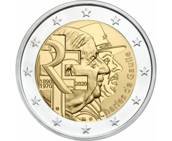  2 euro,Charles de Gaulle,2020, Franţa
