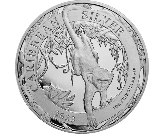 1 dolar, Maimuţa verde, , argint de 999/1000, 31,1 g, Barbados, 2023