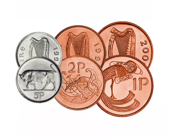 1, 2, 5, 10, 20, 50 penny, 1 liră, ,  , 0, Irlanda, 1970-2000