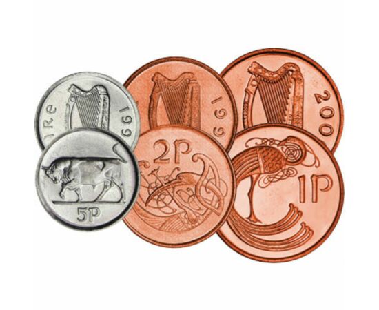 1, 2, 5, 10, 20, 50 penny, 1 liră, ,  , 0, Irlanda, 1970-2000