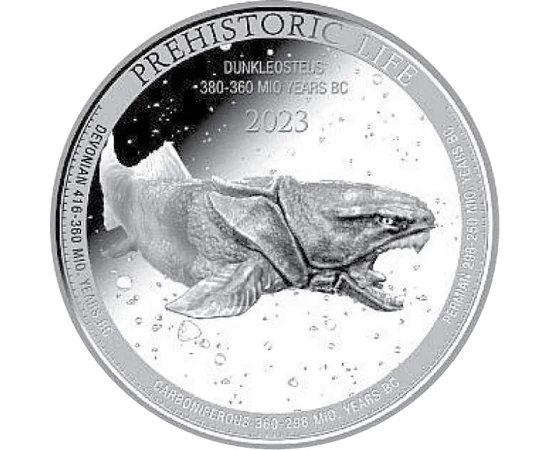 20 franci, Dunkleosteus, , argint de 999,9/1000, 31,1 g, Congo, 2023