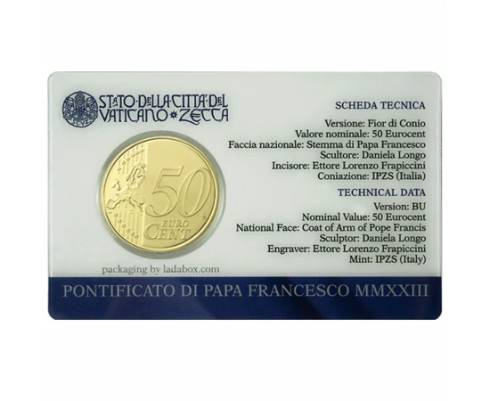 50 cenţi Harta UE  cupru nichel 78 g Vatican 2023