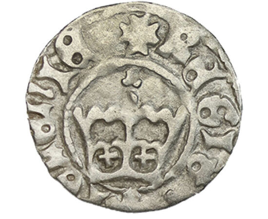 1/2 groş, Coroană, inscripţii, argint de 500/1000, 0,9 g, Polonia, 1492-1501