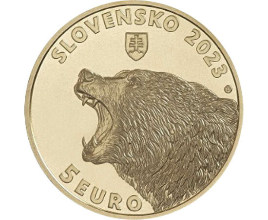 5 euro, Urs cu pui, cupru, nichel, 19,1 g, Slovacia, 2023
