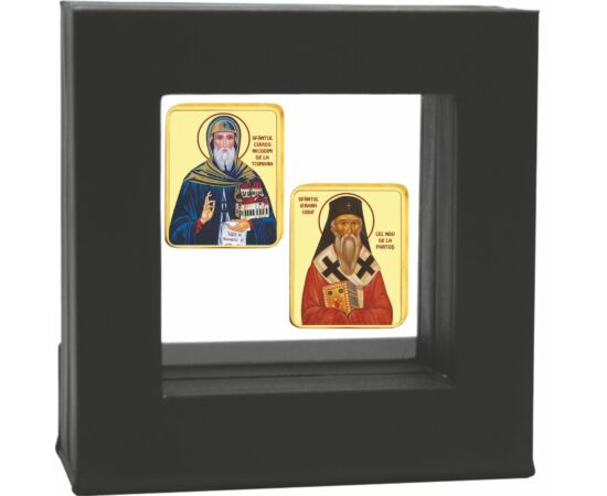 Mari sfinţi creştini, medalii icoane, placate cu aur,  în casetă exclusivă