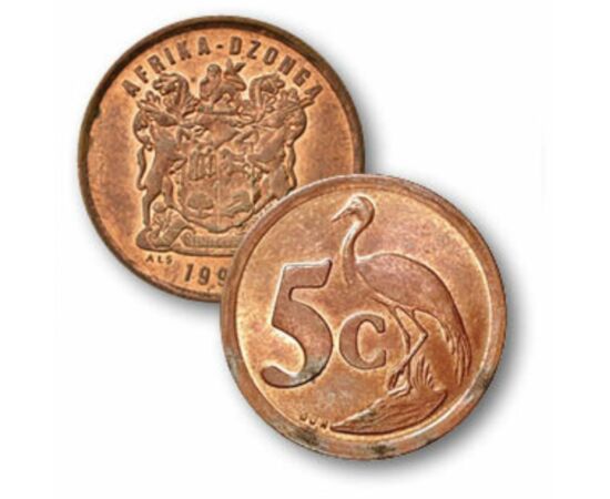 1, 2, 5 cenţi, ,  , 0, Republica Africa de Sud, 1990-2000