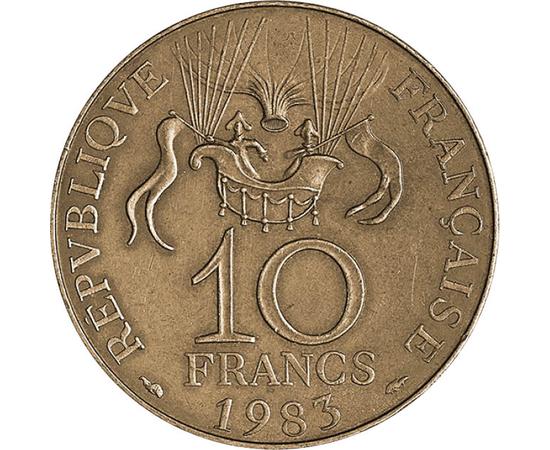 10 franci, Balonul cu aer cald, cupru, nichel, aluminiu, 10 g, Franţa, 1983