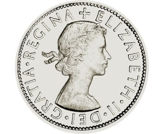 1/2 coroane, Elisabeta a II-a, cupru, nichel, 14,14 g, Marea Britanie, 1954-1970