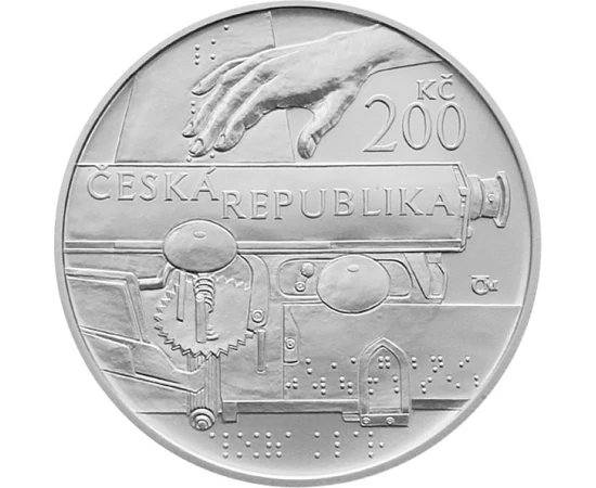 200 coroane Scris Braille tipografie mânăval.nom. argint de 900/1000 13 g Cehia 2013