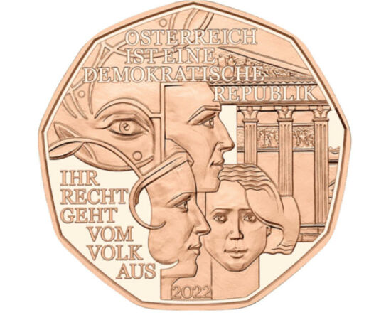 A/ 5 euro, Parlement, Cu, 2022, Austria