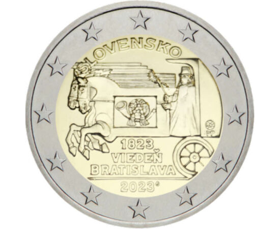 2 euro, Poştalion de epocă, , cupru, nichel, 8,5 g, Slovacia, 2023