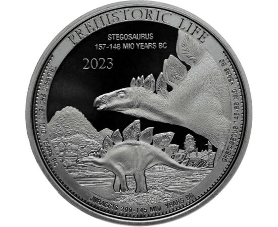20 franci, Stegozaur, , argint de 999,9/1000, 31,1 g, Congo, 2023