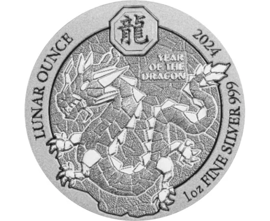 50 franci, Ilistraţie dragon, , greutate, argint de 999/1000, 31,1 g, Rwanda, 2024