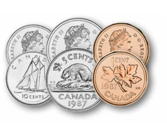 1, 5, 10, 25, 50 cenţi, 1 dolar, ,  , 0, Canada, 1968-1991