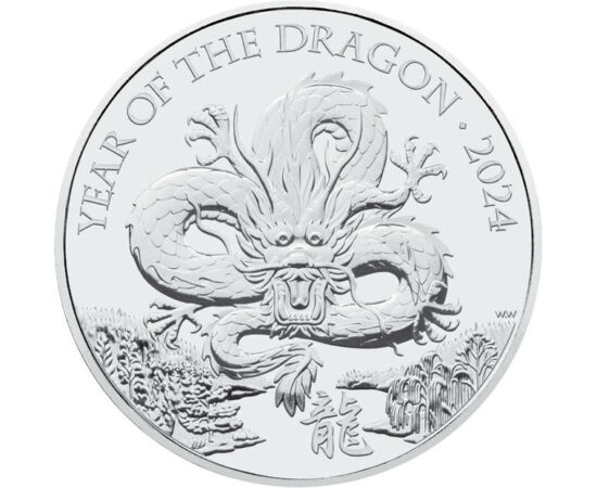 5 lire, Ilustraţie dragon, cupru, nichel, 28,28 g, Marea Britanie, 2024