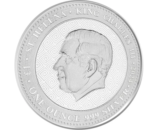 1 liră Charles al III-lea val. nominală  argint de 999/1000 311 g Insula Sfânta Elena 2024