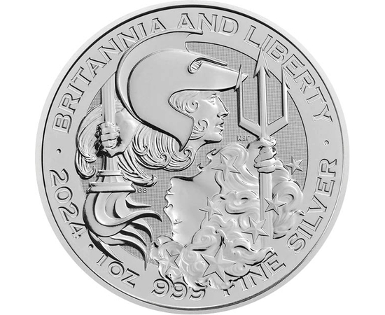 2 lire, Britannia şi Liberty, , argint de 999/1000, 31,1 g, Marea Britanie, 2024