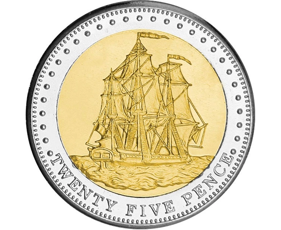 25 pence, Ilustraţie corabie, , cupru, nichel, 8,7 g, Insula Stoltenhoff, 2008