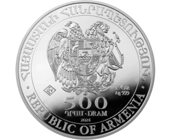 500 dram Stemă   argint de 999/1000 311 g Armenia 2024