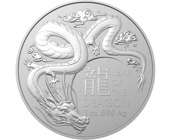 1 dolar, Ilustraţie dragon, greutate, argint de 999/1000, 31,1 g, Australia, 2024