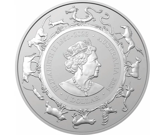 1 dolar Elisabeta a II-a animale val.nom. argint de 999/1000 311 g Australia 2024