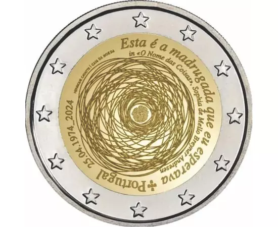 2 euro, Garoafă simbolizând revoluţia, cupru, nichel, 8,5 g, Portugalia, 2024