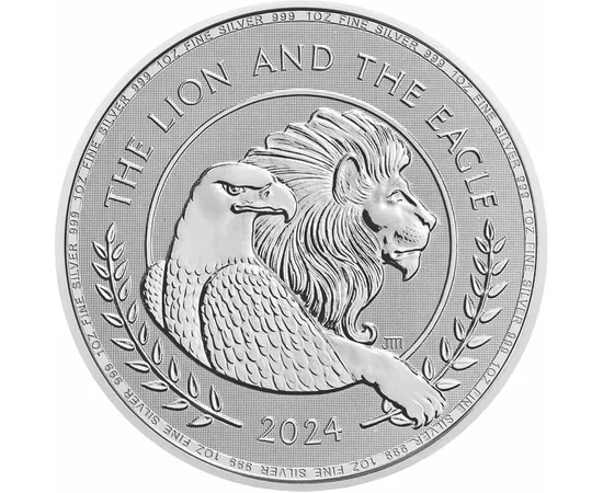 2 lire, Vulturul american, leul britanic, , argint de 999/1000, 31,1 g, Marea Britanie, 2024