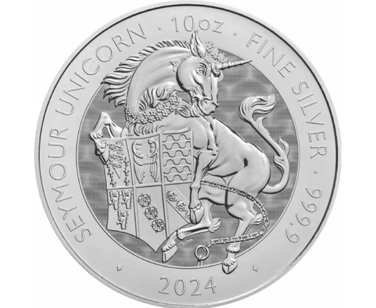 10 lire, Unicornul, stemă, , argint de 999,9/1000, 311 g, Marea Britanie, 2024
