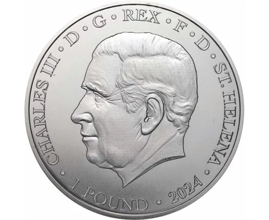 1 liră Charles al III-lea val.nom.  argint de 999/1000 311 g Insula Sfânta Elena 2024