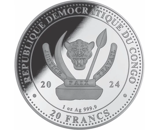 20 franci Stemă   argint de 9999/1000 311 g Congo 2024