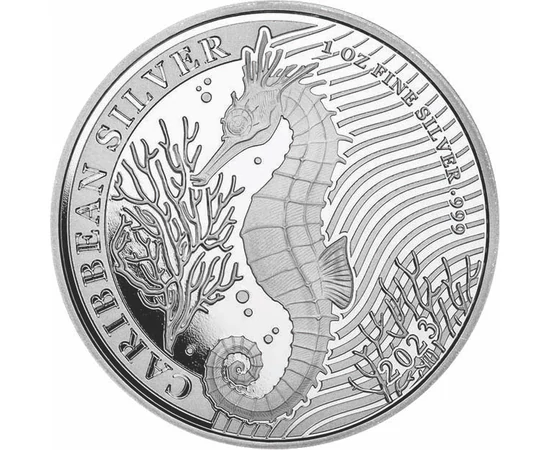 BAR/ 1 dolar, Căluţ de mare,Ag,2023, Barbados