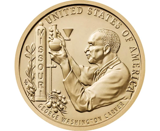 1 dolar, George Washington Carver, laboratoriu, cupru, nichel, 8,1 g, SUA, 2024