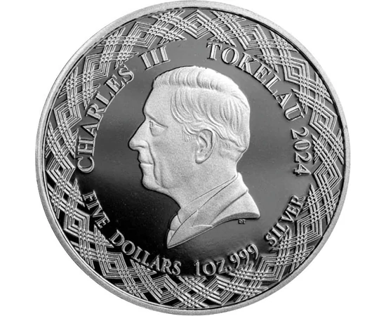 5 dolari Charles al III-lea val. nominală  argint de 999/1000 311 g Insulele Tokelau 2024