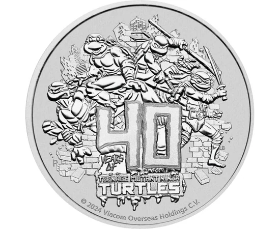 1 dolar, Ţestoasele Nindja, argint de 999,9/1000, 31,1 g, Tuvalu, 2024