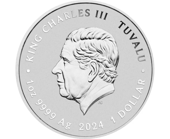 1 dolar Charles al III-lea val. nominală  argint de 9999/1000 311 g Tuvalu 2024