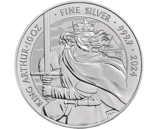 10 lire, Regele Arthur, , greutate, argint de 999,9/1000, 311 g, Marea Britanie, 2024