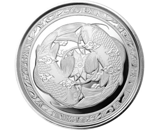 FJ/ 1 dolar, Peştele Koi, Ag, 2023, Insulele Fiji