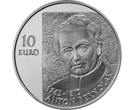  10 euro,Anton Bernolák,Ag,proof,2012, Slovacia