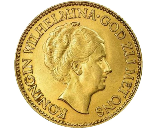  10 guldeni,Wilhelmina,Au,1925-1933, Olanda