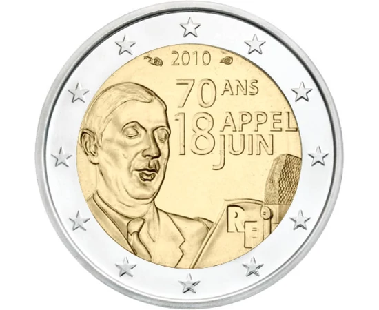  2 euro, De Gaulle, 2010, Franţa