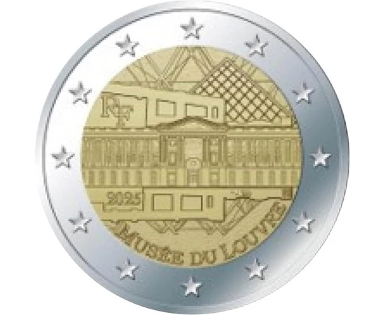 2 euro, Louvre, cupru, nichel, 8,5 g, Franţa, 2025