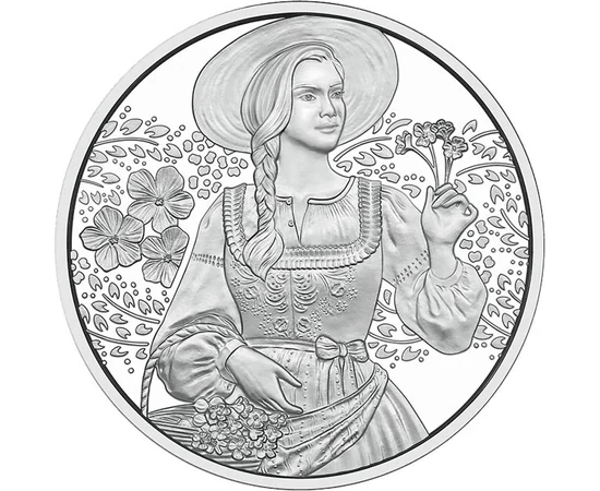 10 euro, Fată în costum popular cu flori, argint de 925/1000, 15,55 g, Austria, 2025